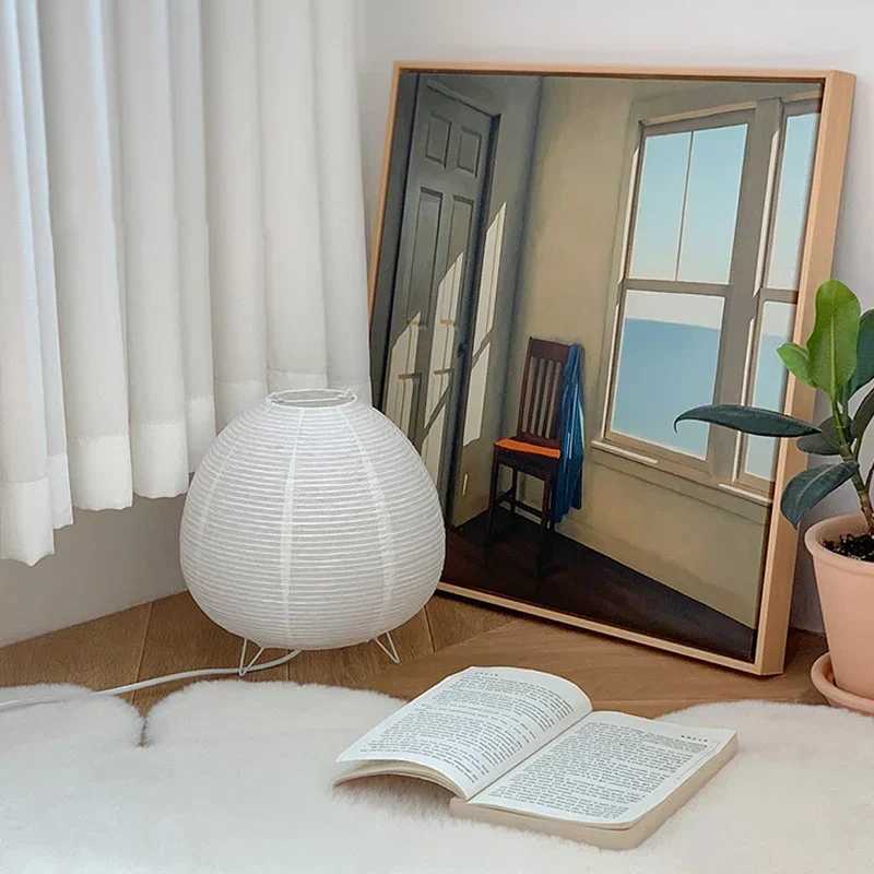 Japanese Lantern Led Table Lamp Living Room Bedroom Bedside Rice Paper Lights Study Homestay Art Creative Decor Table LightsC250324