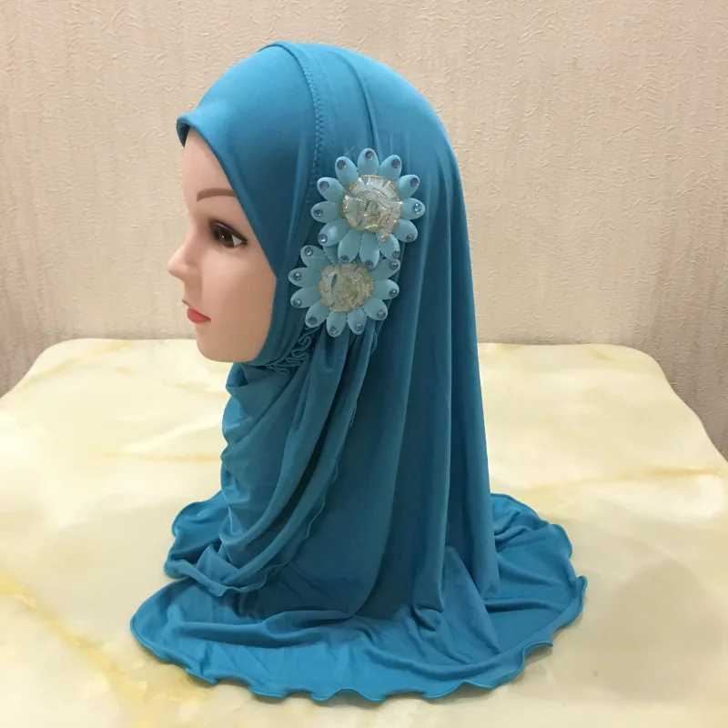 Solid flower crown childrens headscarf Islamic clothing packaging Muslim childrens headscarf strapless hat 2 to 7 years X250324