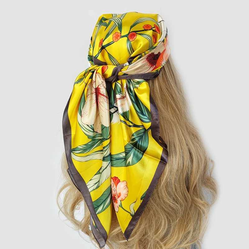 Luxury Printed Silk Square Scarf Wen Chun Neck Tie Shawl Bag Fem 90cm Hair Wrist Kercheif Headscarf Bandana 2022 X250324