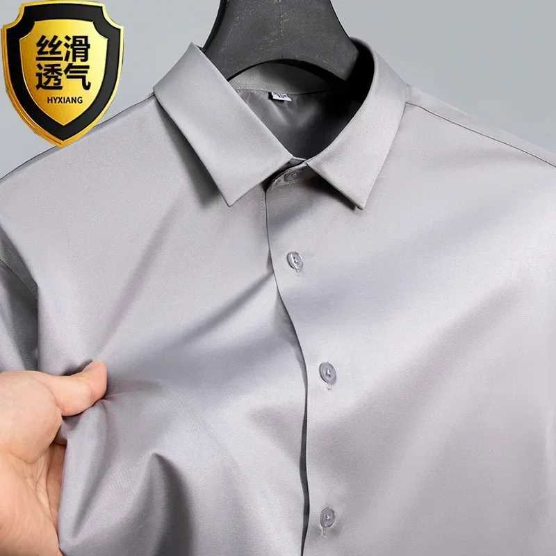 S-6XL White Mens Spring and Autumn Business Dress Non Iron Korean Suitable Anti Wrinkle Solid Color Shirt X250324