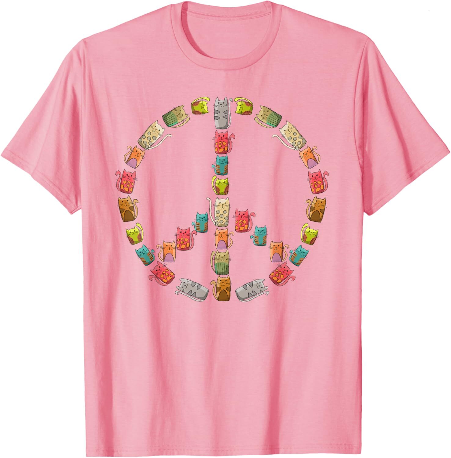 T shirt for Mens Cute Artistic Cats Peace Sign Cat Lovers Graphic Tee Casual Tops Clothes Short sleeve cool