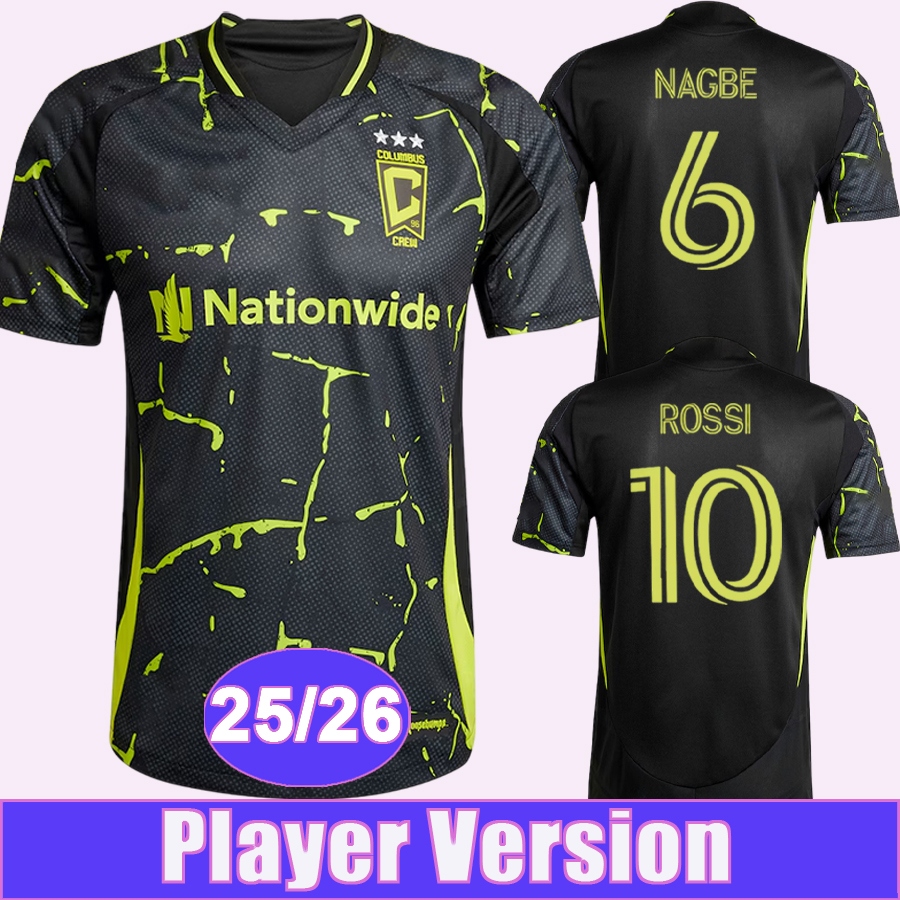 25 26 coLUmBUS CrEww Mens Player Version Soccer Jerseys ROSSI HABROUNE ARFSTEN RUSSELL-ROWE NAGBE AMUNDSEN FARSI Away Football Shirt Adult Uniforms