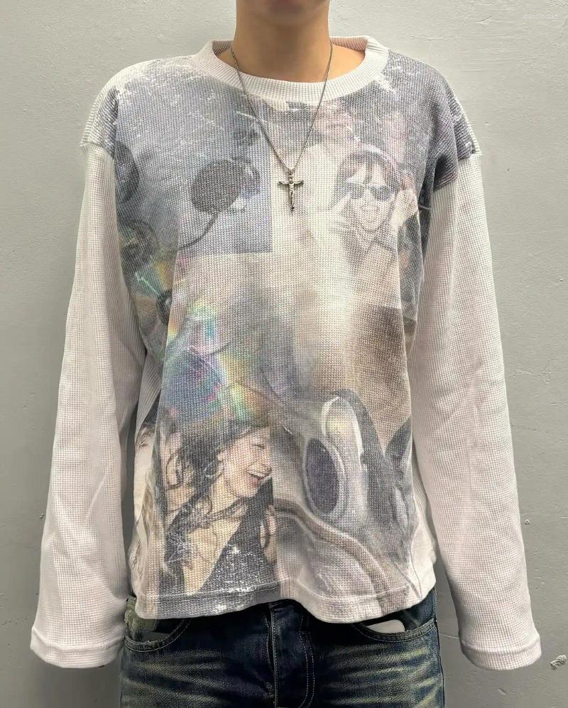 Men's T Shirts Fashion Knit Long Sleeved Shirt Hip Hop Round Neck Oversized Men Sweatshirt Casual Youth Clothing Tops Streetwear