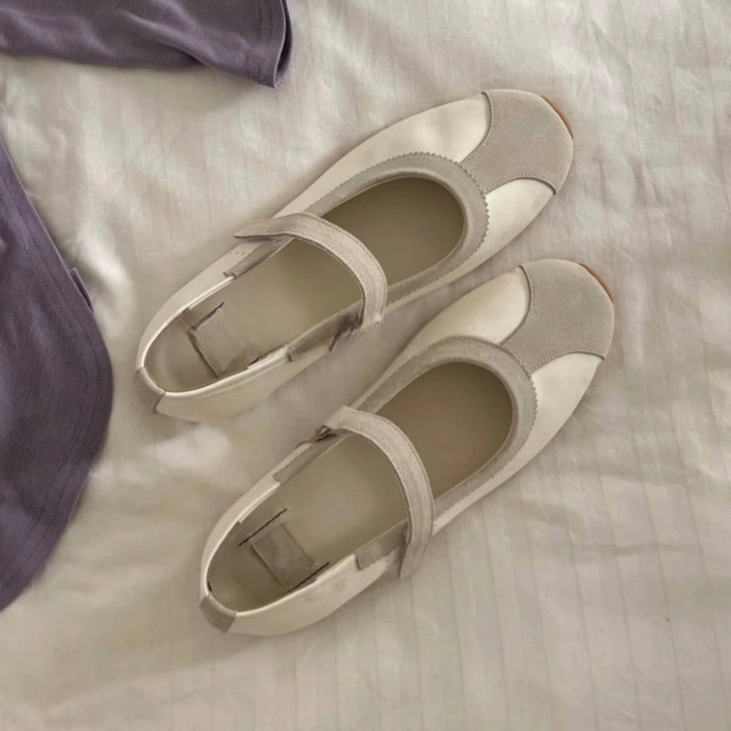 2025 New Spring Korean Edition Silver Ribbon Velcro Women's Ballet Single Shallow Multi functional Comfortable Designer Fashion Casual Shoes