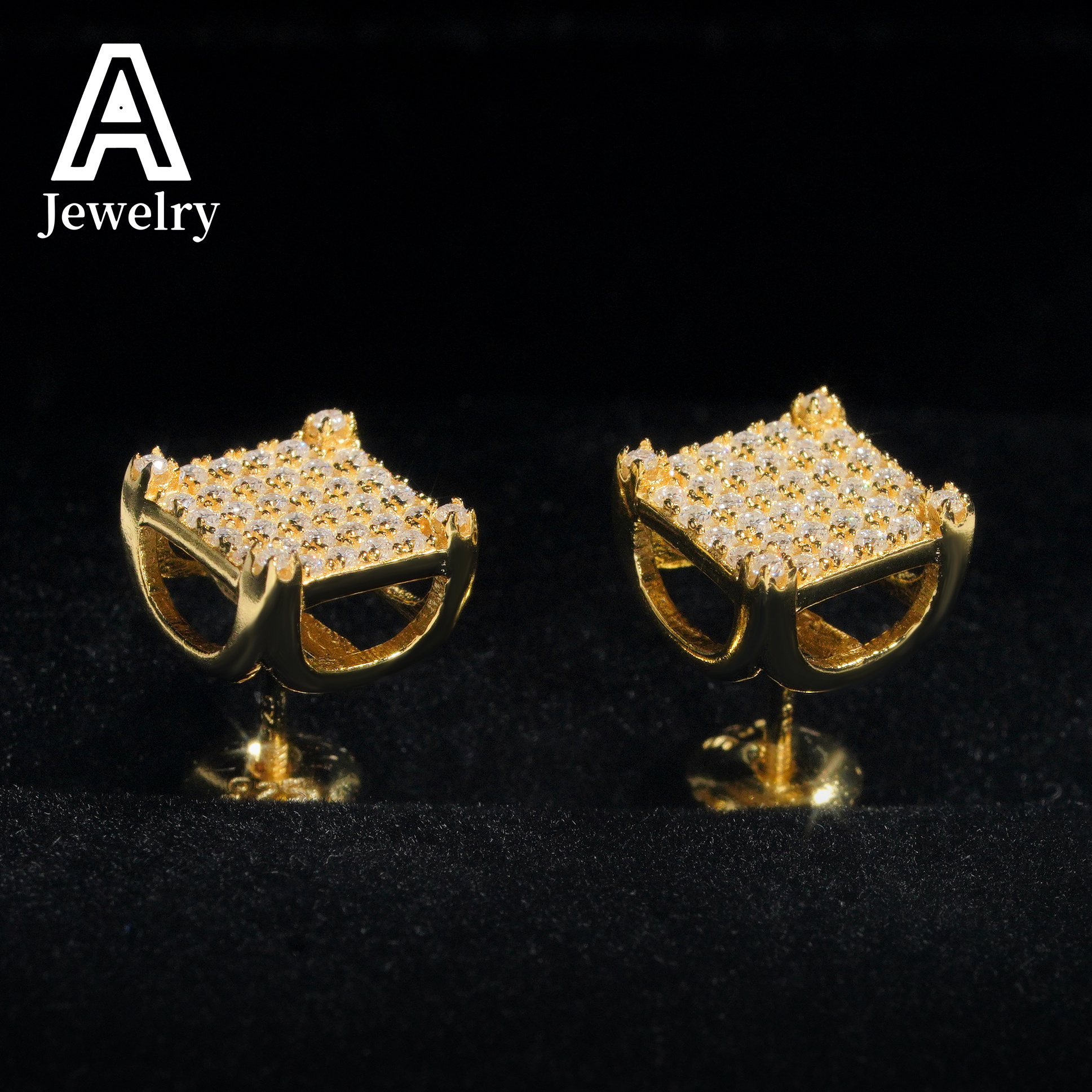 Cheap Price Ear Studs 925 Silver Earrings Hip Hop Men Women Square Shape Moissanite Diamond Earrings With GRA Certificate