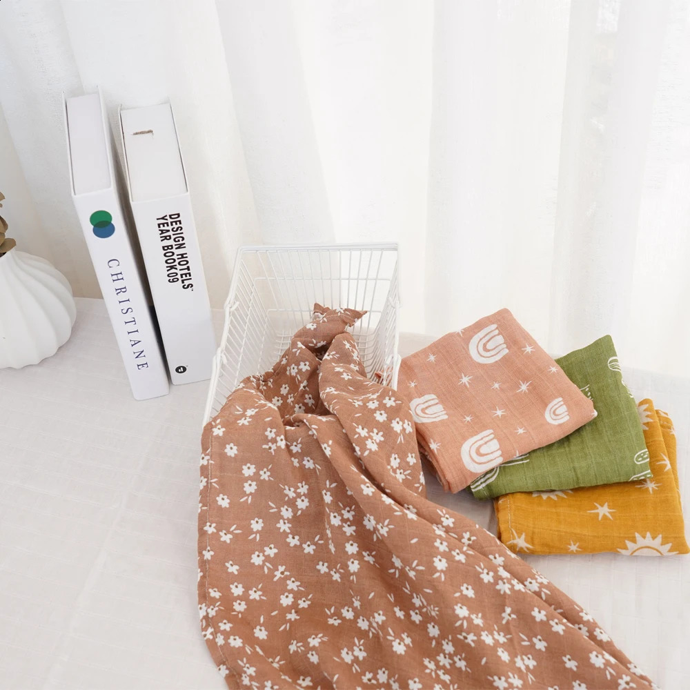 4/5 pieces of 60x60cm soft baby bib bamboo cotton denim comfortable baby scarf plain weave blanket 250324