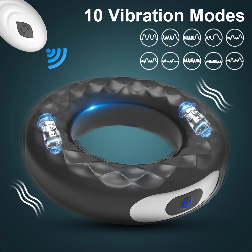 Remote Control Vibrating Cock Ring Male Delayed Ejaculation Penis Ring Erection Sex Toys for Men Cockring Adult Goods 250322