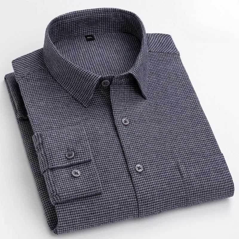 High quality 100% pure cotton long sleeved mens casual shirt pure cotton style top elegant clothing X250324