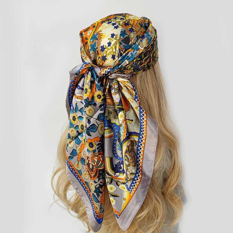 2022 Silk Scarf 90x90cm Luxury Brand Designer Hair Printed Large Handle Headscarf Shawl Strap Foard Muffler Bag X250324