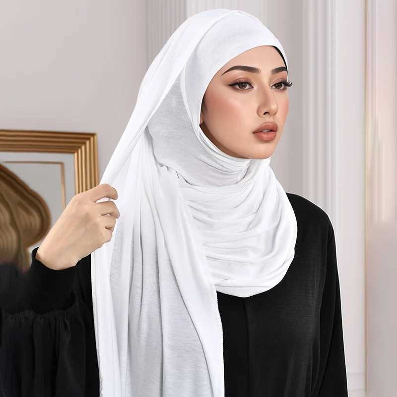2/Pcs solid modular headscarf with Fl cover bottom cap suitable for Muslim headscarf Ramadan headscarf Islamic headscarf womens headscarf set X250324