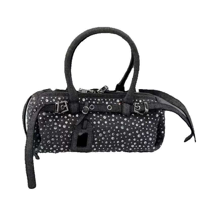 Dia Denim Brand Tote 2025 New Casual Versatile Long Belt Buckle Handbag Sier Chain High-End Korean Shoulder Bag