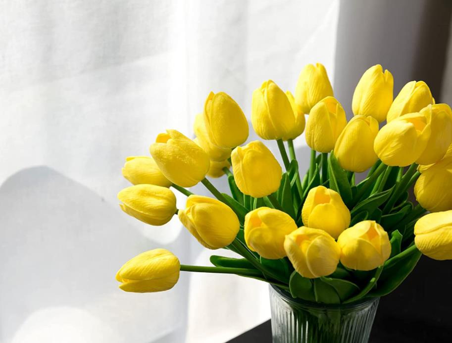 Artificial Tulips Flowers White Real Touch Bouquet Foam Fake Flower Wedding Home Living Room Christmas Decoratio