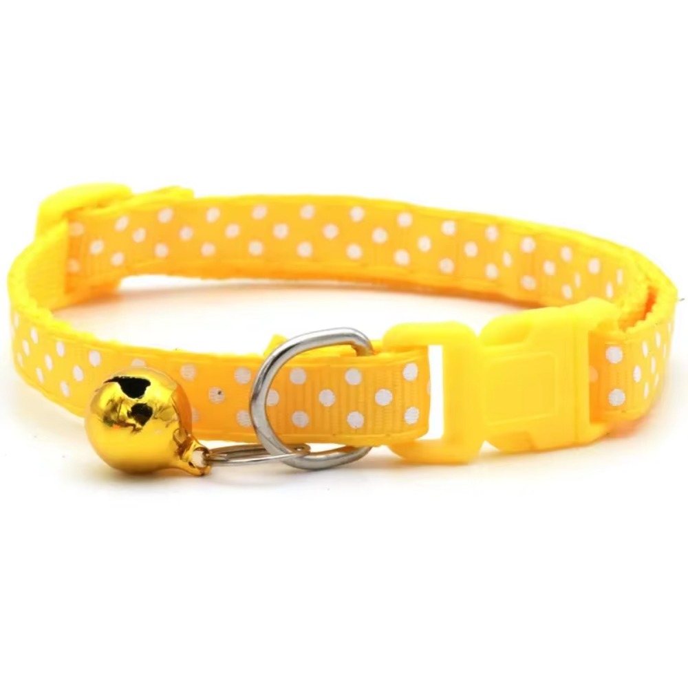 Adjustable Cute Wave Point Dog Kitten Cat Collar with Bell Polyester Buckle Collars for Small Dogs Kitten Accessories Supplies