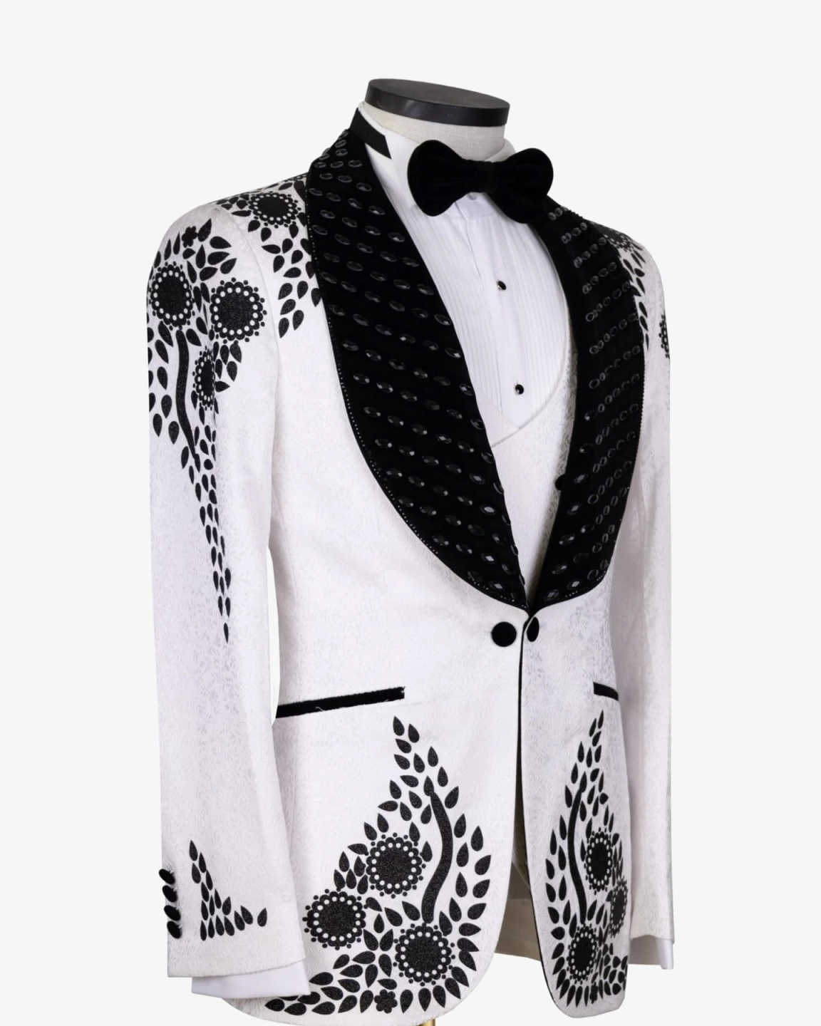 New Designer Men Suits Set 2 Piece Blazer+Pant Trousers Crystals Beaded Appliques Customized Groom Wedding Tuxedo Formal Office Prom Jacket(Coat+Pants