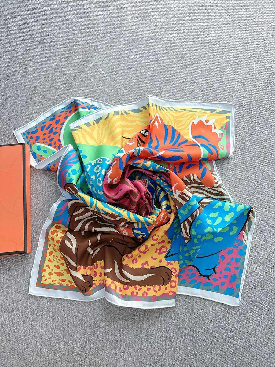 Summer Scarf Foard Femmes Chic Hair Accessories Natural Shawl Luxury Copy Wen Natural Silk 90x90 Cm Color Meterless X250324