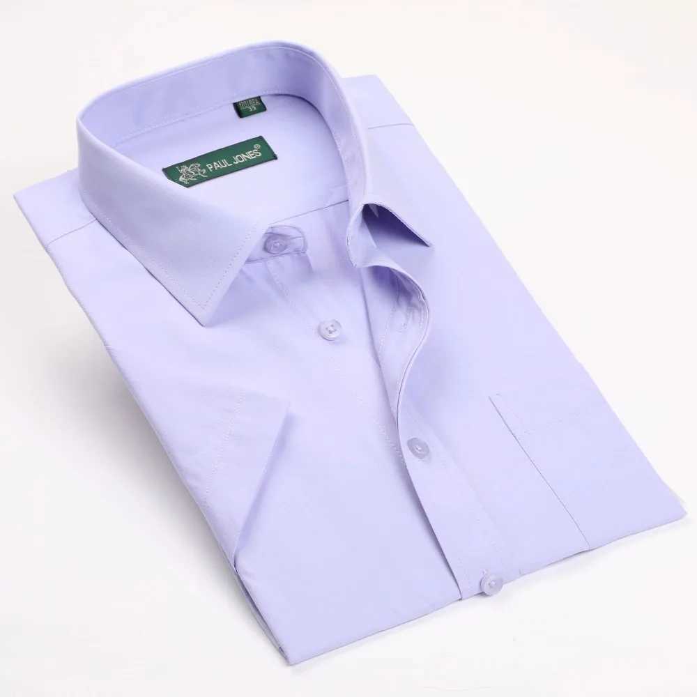 Mens short sleeved solid dress ultra-thin suitable for non-ferrous work shirts formal business social shirts easy to care for and maintain X250324