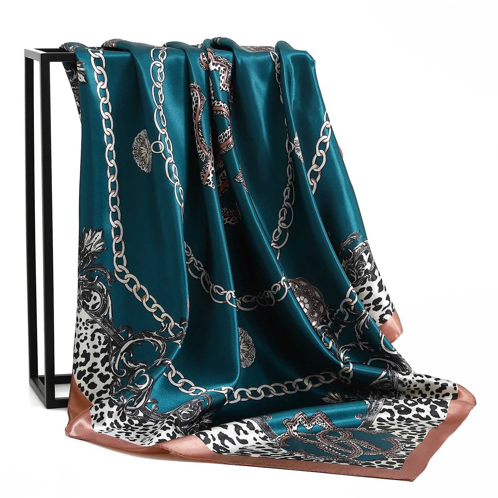 Fashion beach sunset silk scarf new 90X90CM shawl European and American 35.4-inch Kerchief Popar printing square Bandan X250324