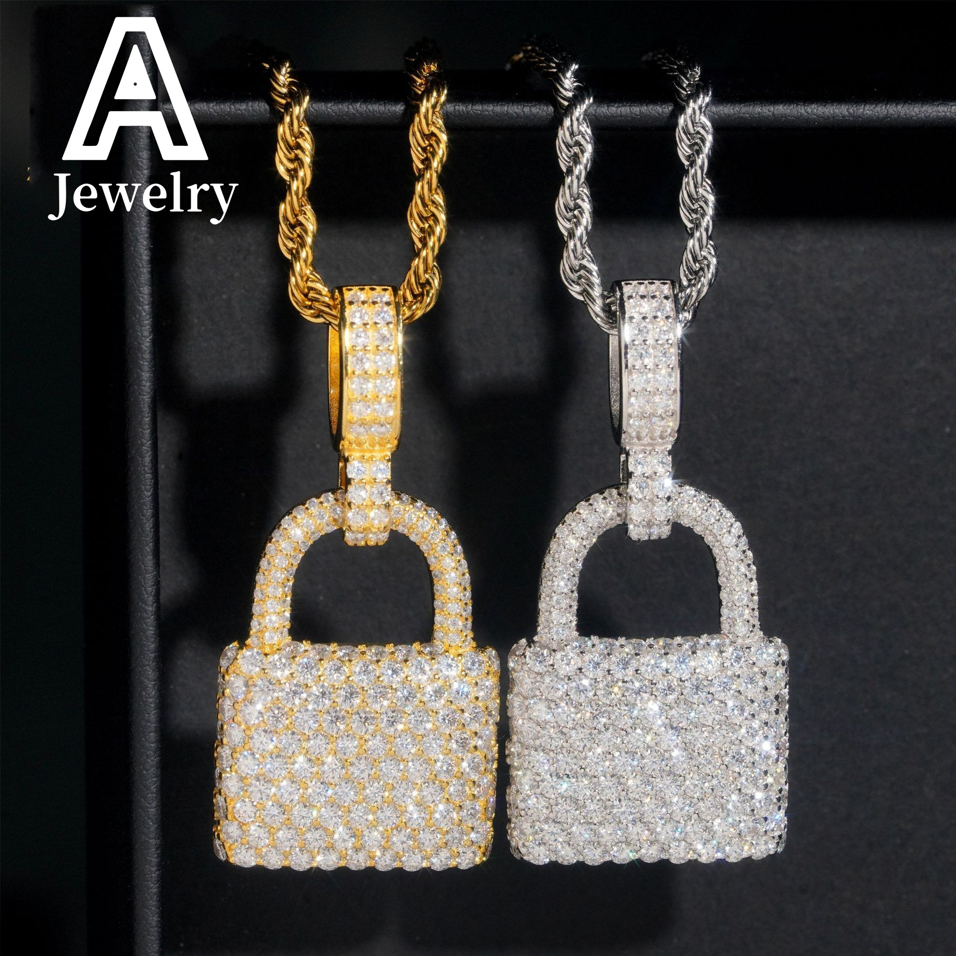 Iced Out Jewelry Hip Hop Pendants Custom Lock Design VVS Moissanite Diamond Charm Pendants for men women
