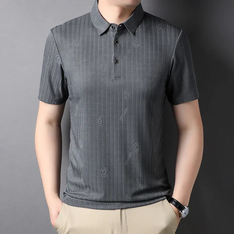 mens checkered badge short sleeved polo shirt summer casual top 250312