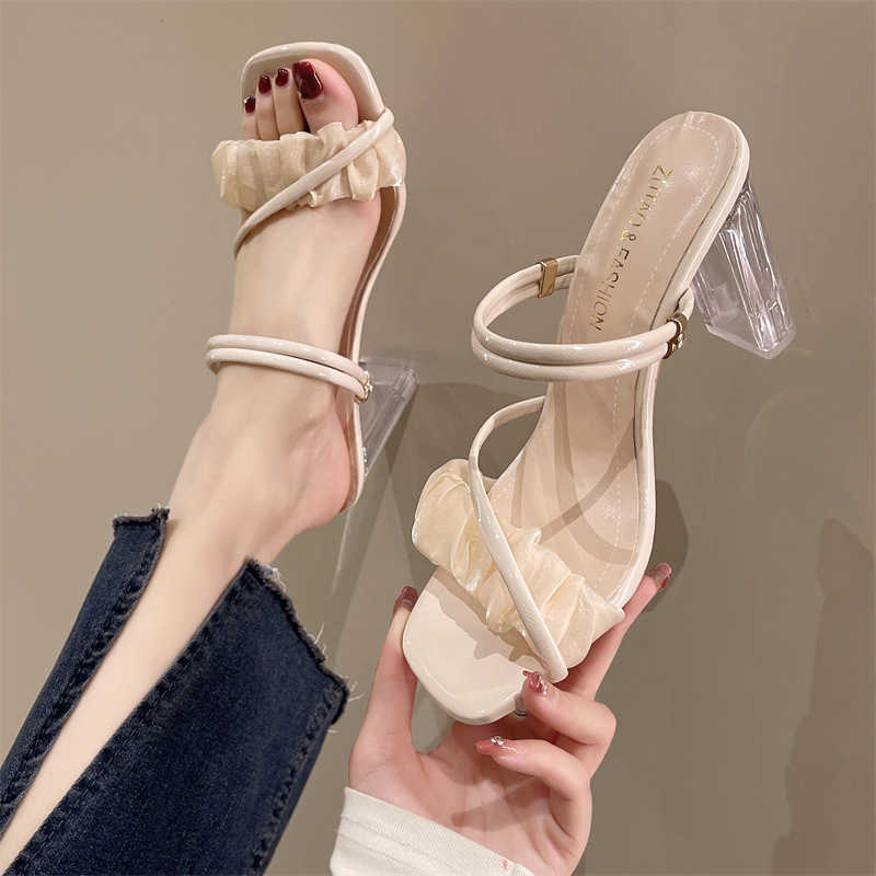 Sandals Womens New Summer Celebration Korean Fashion Thick Heel Fashion Fairy Skirt Slippers