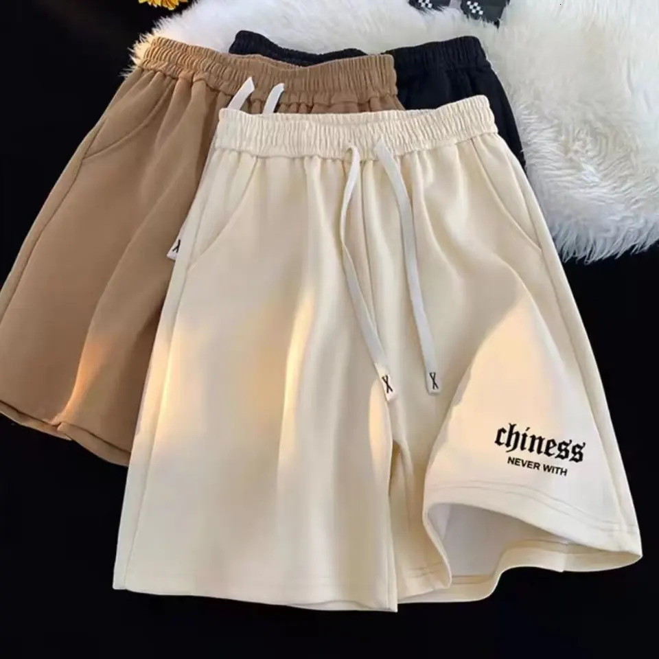 Floral print sports shorts for mens summer loose straight leg casual pants trend onepiece quarter 250312