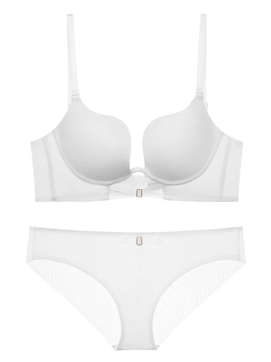 sexy chicken heart gathering bra set with smooth and seamless U-shaped low cut backless bra and small chest bra 250315