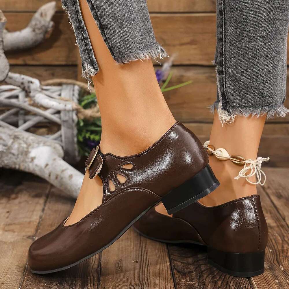 Casual Buckle Strap Mary Jane for Women Spring Summer Comfort Low Heel Pumps Woman Lightweight Soft Sole Dress Shoes
