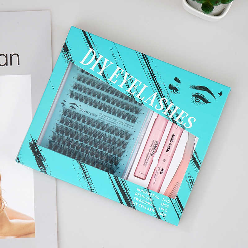 Hot fake eyelashes black stem curly thick slender three-dimensional segmented single cluster exaggerated eyelashes W250324