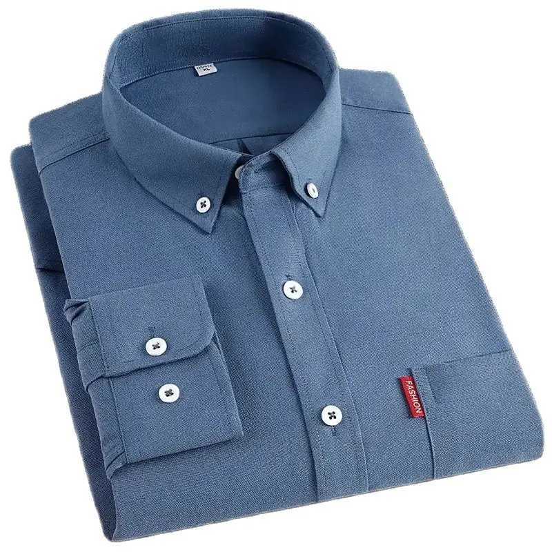5XL 100 cotton long sleeved mens casual Oxford pocket white shirt mens long sleeved slim fit mens short sleeved shirt X250324