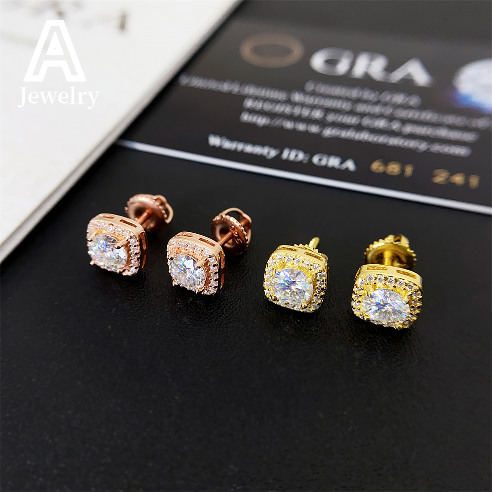 925 Silver Moissanite earrings5 mm mens and womens boutique earrings Cross-border boutique Hip-hop earrings