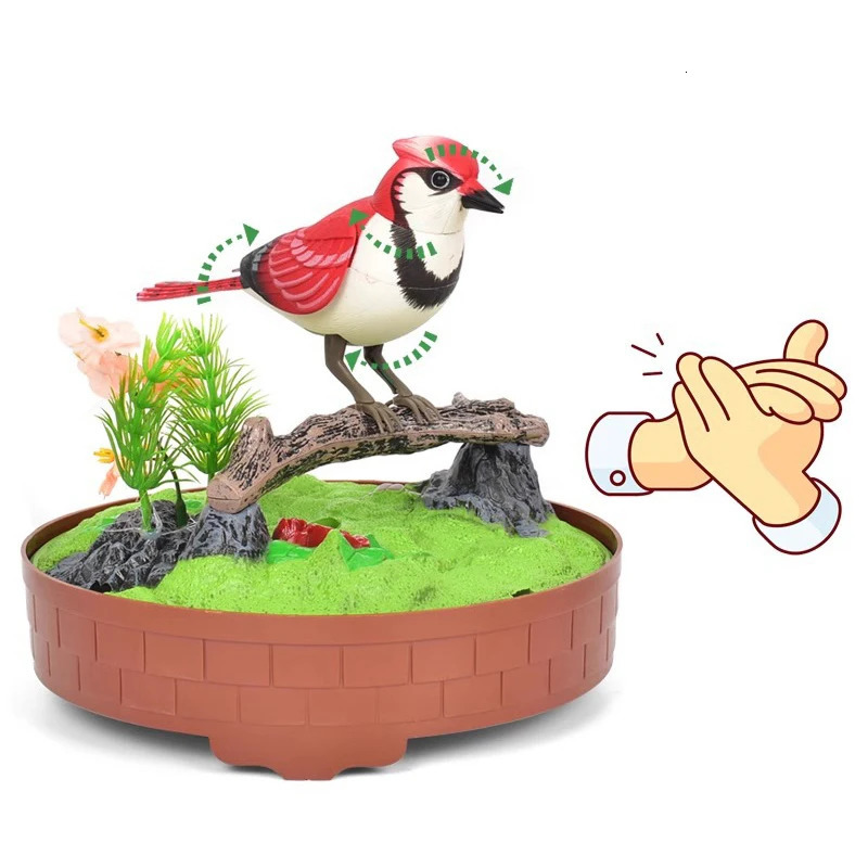 Sound And Voice Control Stimulation Induction Cage Bird Electric Pet Toy Garden Display Childrens Gifts 250320