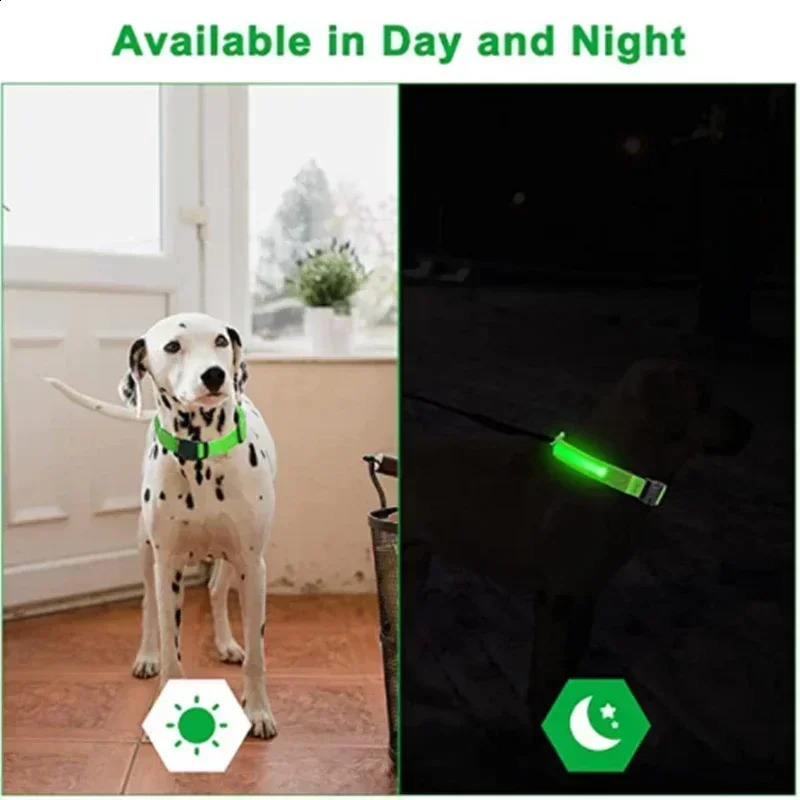 LED Glowing Dog Collar Adjustable Flashing Rechargea Luminous Collar Night Anti-Lost Dog Light HarnessFor Small Dog Pet Products 250320