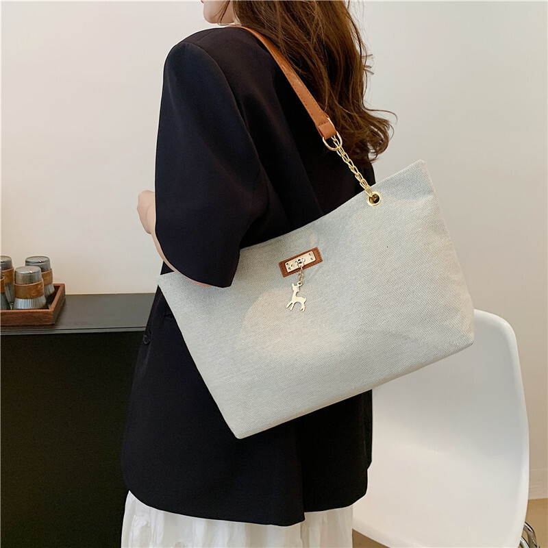 2025S Fashion Designer Commuting Texture Chain Shoulder Spring New Versatile Ins Underarm Tote Bag For Women