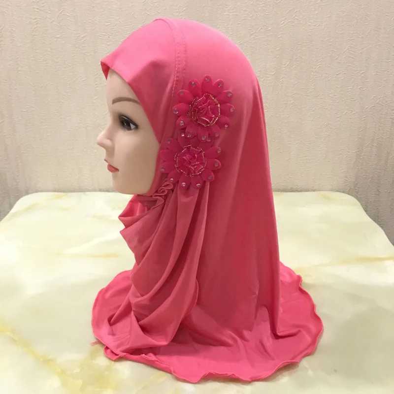 Solid flower crown childrens headscarf Islamic clothing packaging Muslim childrens headscarf strapless hat 2 to 7 years X250324