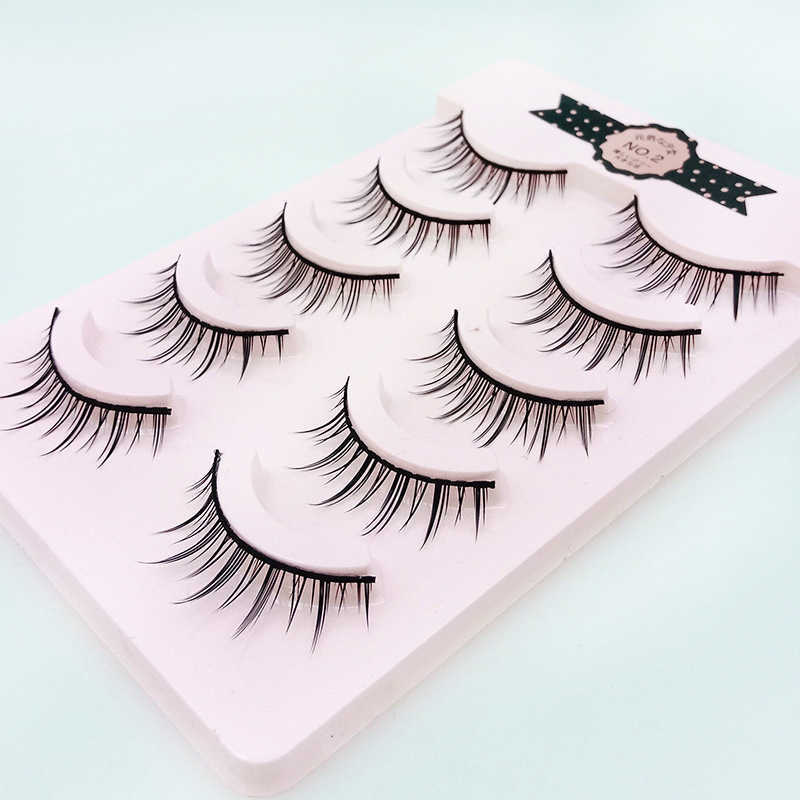 Little devil fake eyelashes cos black stem 5 pairs Barbie cute sister natural thick eyelashes for stage makeup W250324