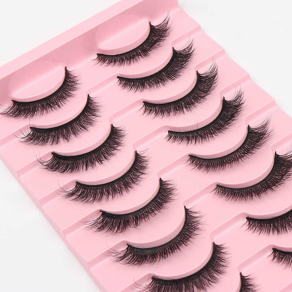 Multi pair 3D cat eye with thick eyelashes hard stem natural simulation curled false eyelashes W250324