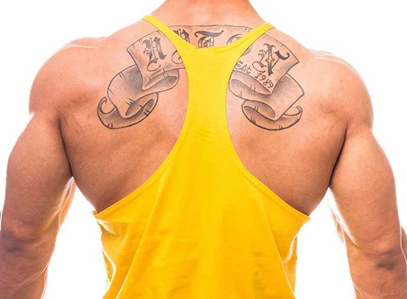 Muscleguys brand gym clothing fitness Stringer Tank top mens Y back bodybuilding shirt summer cotton loose vest muscle single piece X250324