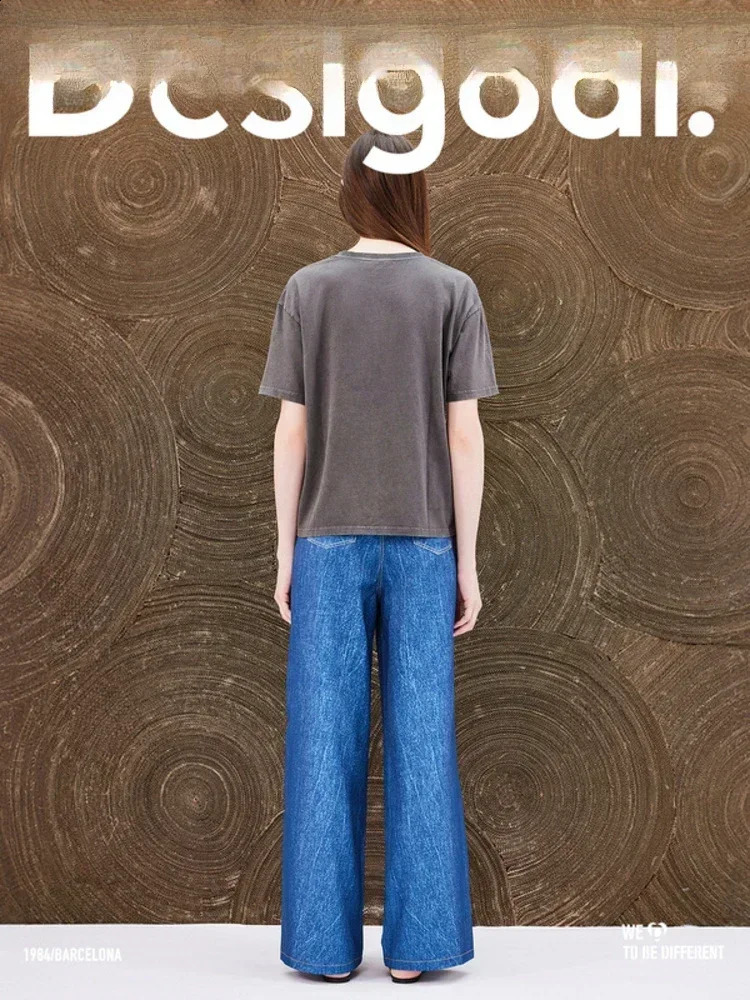 ual loose fashion printed cotton mens and womens Tshirts summer short sleeved staff collar retro top 250324