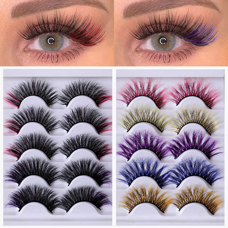 Cos5 Mixed Color False Eyelash Explosive Edition Thick Curly Imitation Mink Hair Eyelash Stage W250324