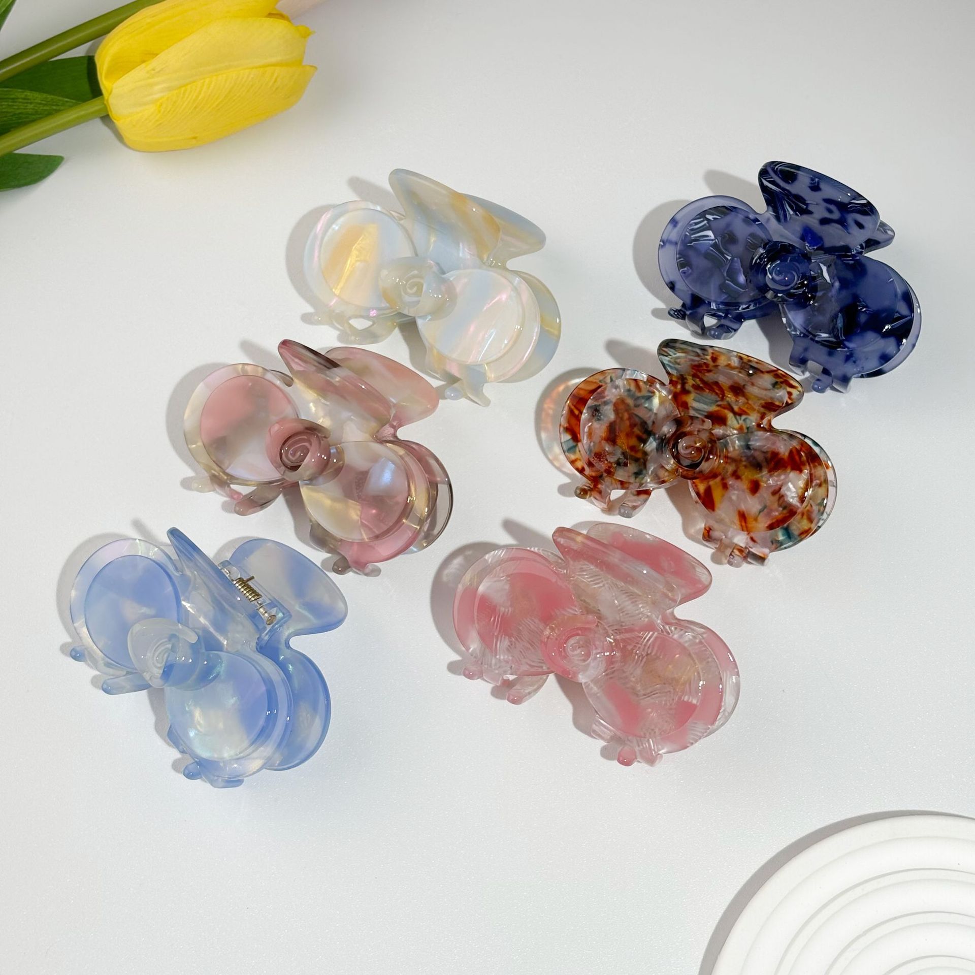 Acetate Flower Grab Clip Cute Fashion Plate Hair Clip Temperament Shark Clip Delicate Hair Accessories Hair Clip Female