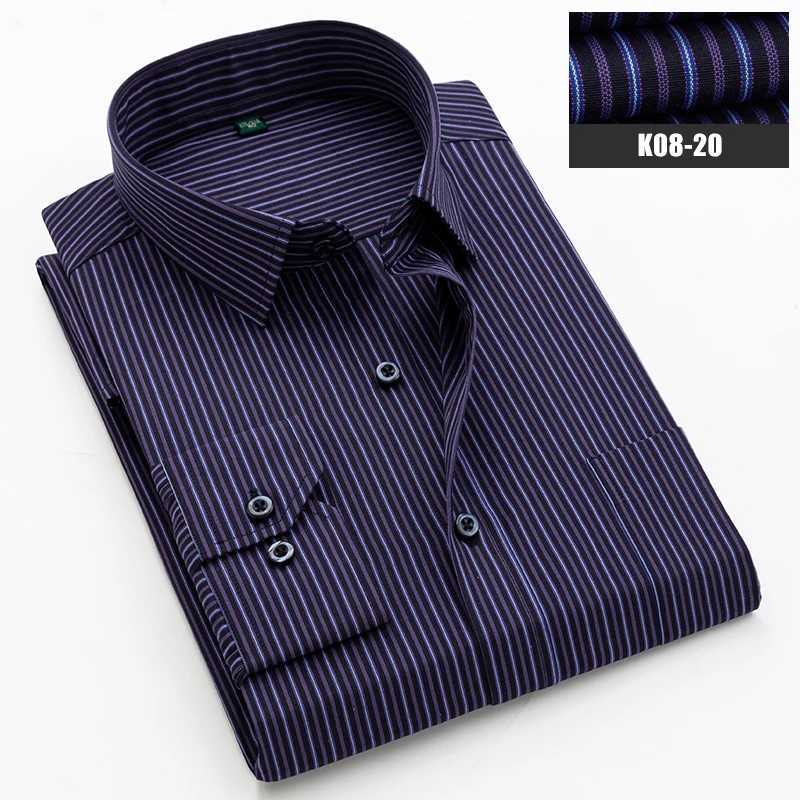 Mens Classic Long Sleeve Solid Stripe Basic Dress with Single Patch Pocket Formal Business Standard Suitable for Office Social Shirt X250324