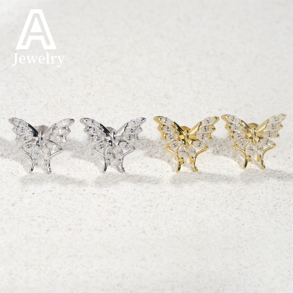 Fashion Jewelry Earrings 925 Silver Moissanite Diamond Ear Studs For Men Women