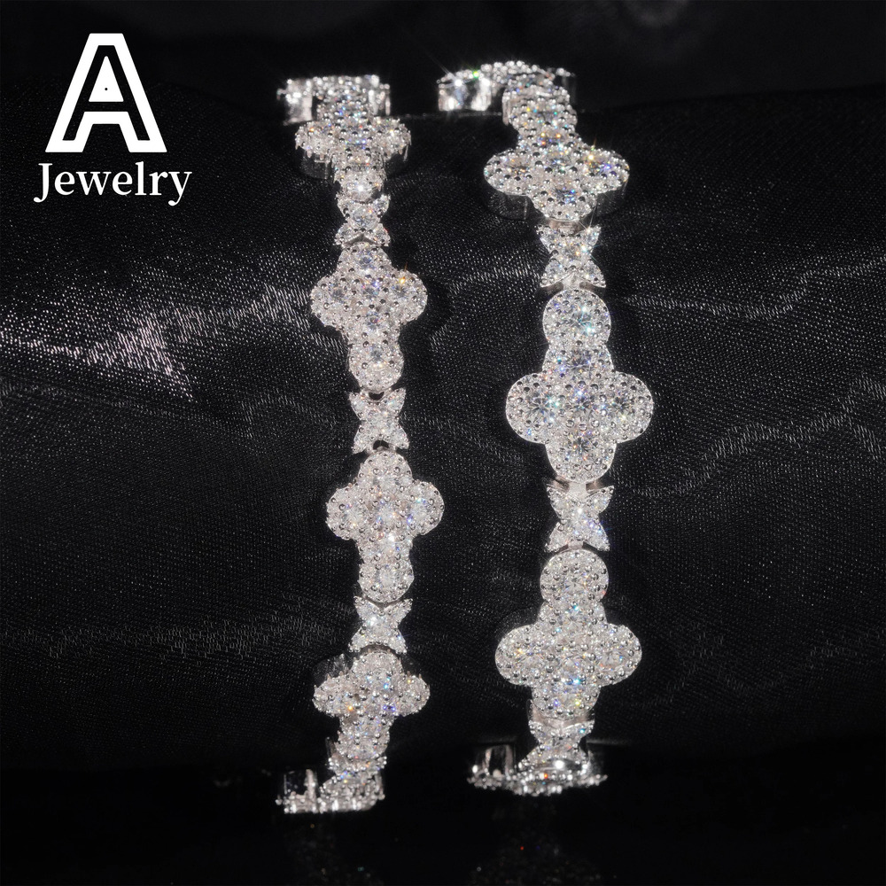 New Fashion Hip Hop Jewelry Moissanite Diamond Cuban Necklace Bracelet 925 Sterling Silver Cuban Link Cross Cuban Chain