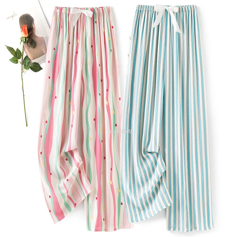 Womens casual autumn wide leg pants floral beach high waisted Bohemian ethnic style long seasonal girls family clothing 250324