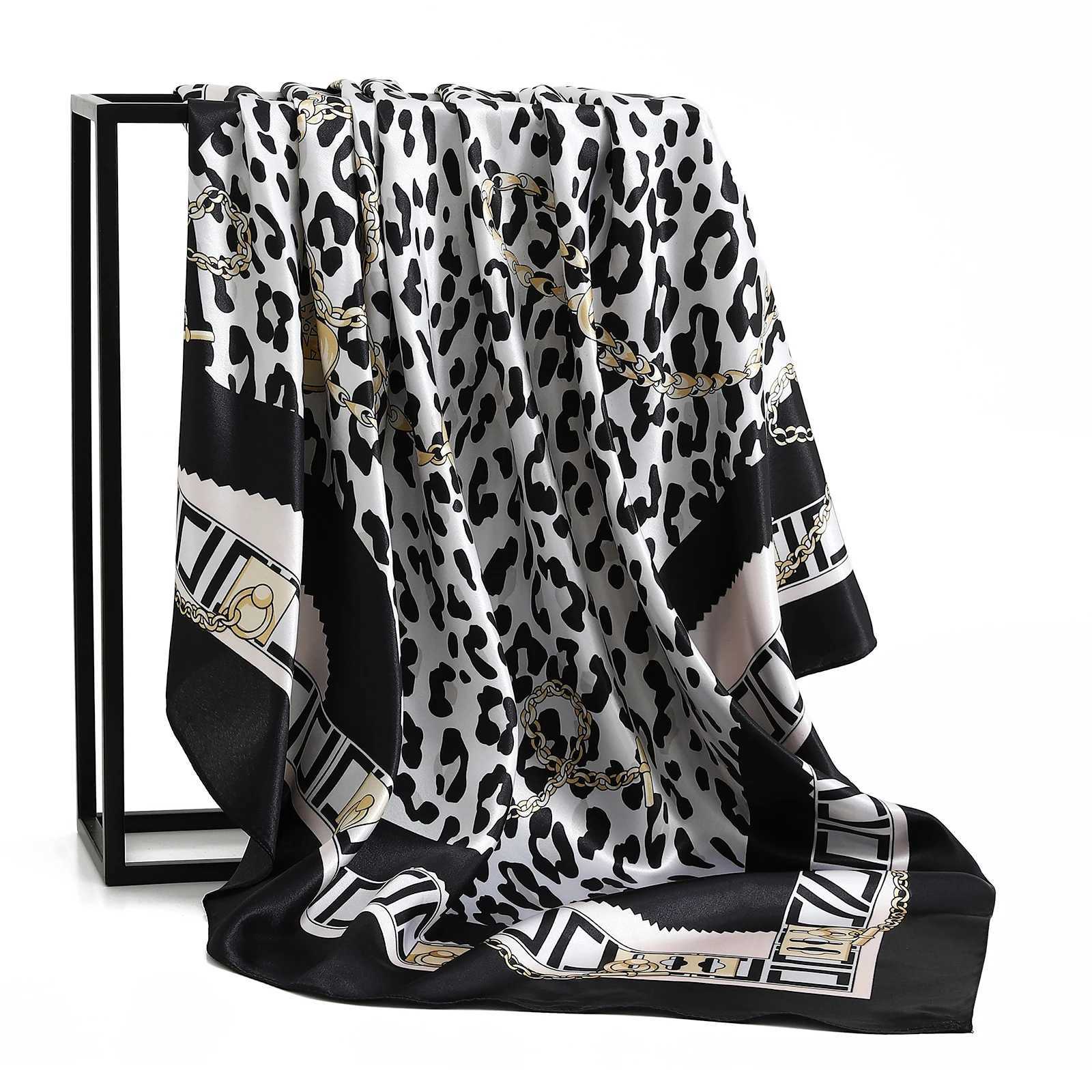 Fashion beach sunset silk scarf new 90X90CM shawl European and American 35.4-inch Kerchief Popar printing square Bandan X250324