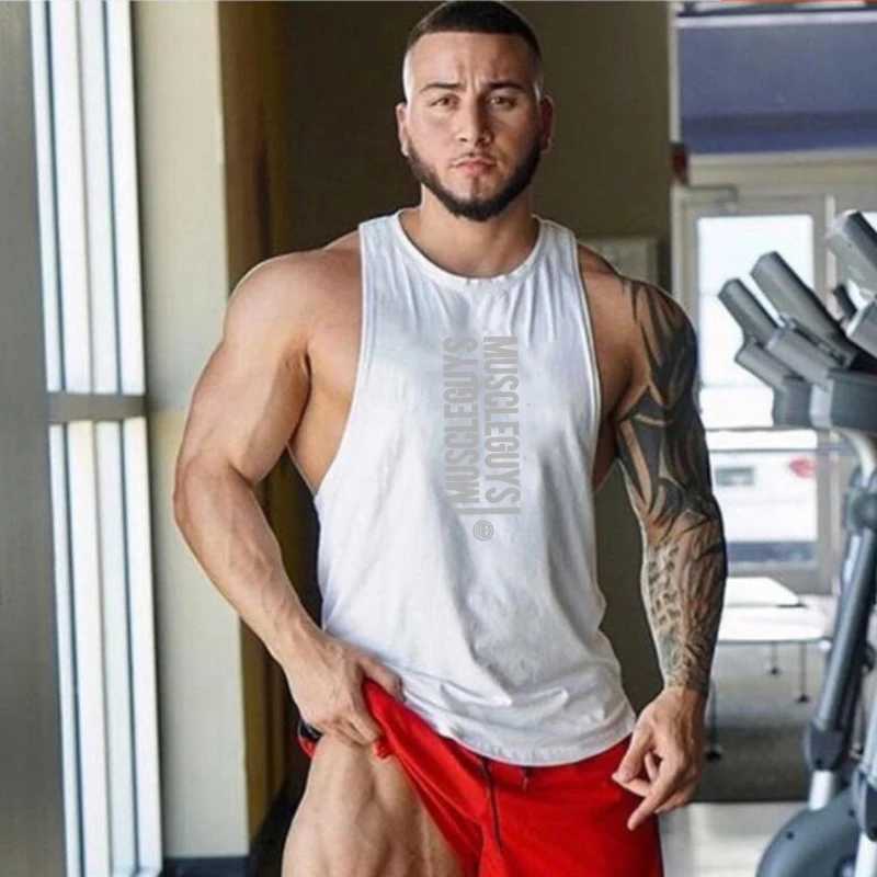 Mens fitness vest gym workout cotton sleeveless running vest striped single shoulder strap mens summer sportswear X250324