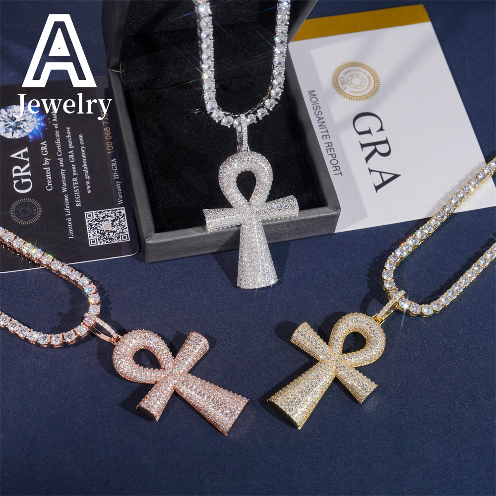 New Style Hip Hop iced out Cross Pendant Moissanite Pendant Pass Diamond Teste Pendant