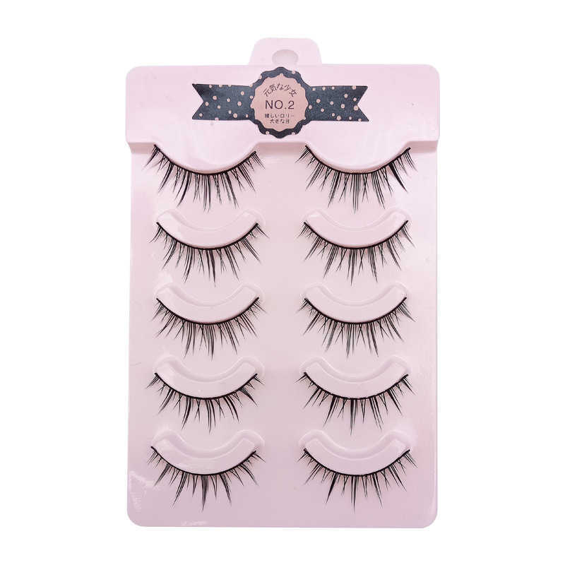 Little devil fake eyelashes cos black stem 5 pairs Barbie cute sister natural thick eyelashes for stage makeup W250324