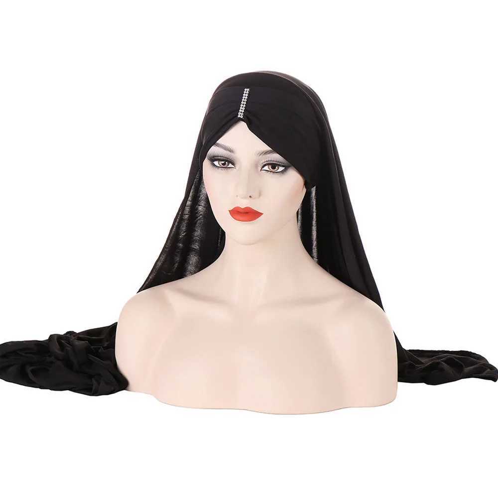 Instant cotton headscarf with diamonds Jersey hat brand design Muslim scarf plain weave please wear it anytime X250324