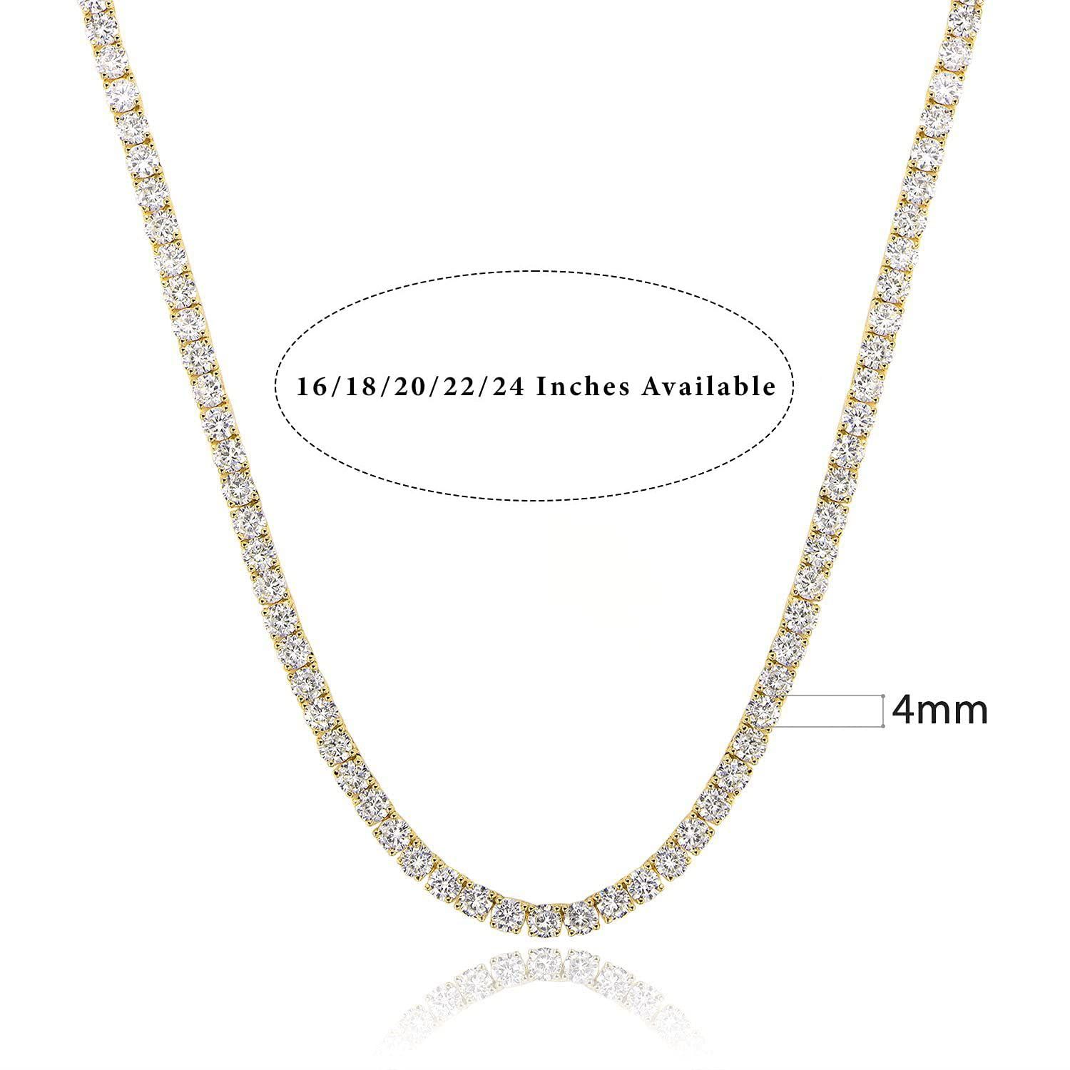 necklaces women titanium steel plated gold tennis chain necklace 4MM wide 1 row CZ dia iced out chains men rapper hip hop designer jewelry woman luxe 
